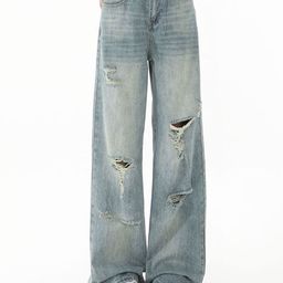 LULU & SKY Women Wide Leg High-Rise Highly Distressed Heavy Fade Jeans-picture-15
