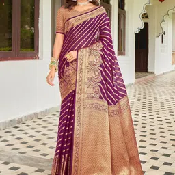 Moksha Trends Woven Design Zari Silk Blend Designer Banarasi Saree-image-38