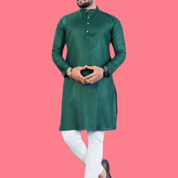 ANUJ FASHION Men Green Solid Kurta-picture-5