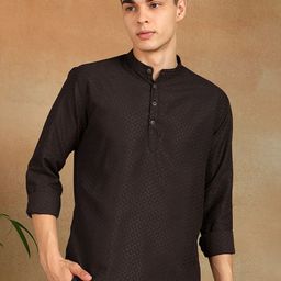 FUBAR Geometric Printed Mandarin Collar Straight Kurta-image-74
