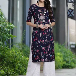 Moda Rapido Selection Of 4 Floral Printed Round Neck Straight Kurtas-image-59