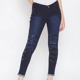 Nifty Women Blue Cotton Skinny Fit Mid-Rise Jeans-picture-6
