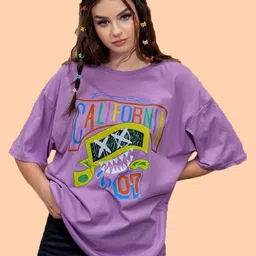 Christy World Typography Printed Round Neck Drop-Shoulder Sleeves Oversized T-shirt-picture-21