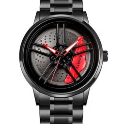 EMPERO Men Brass Patterned Dial & Stainless Steel Wrap Around Straps Analogue Watches Red Wheel Watch 3-image-66