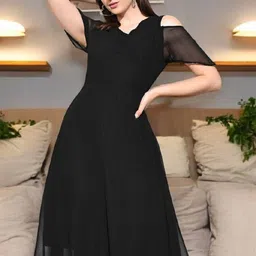 BAESD Cold-Shoulder Georgette A-Line Maxi Dress-image-62