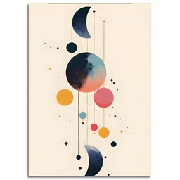 Craftnest creations Cream-Coloured & Blue Single Piece Canvas Abstract Wall Paintings-picture-24