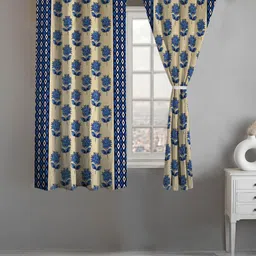 Lunar Days Blue Set of 2 Floral Room Darkening Window Curtain-image-83