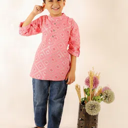 Superminis Boys Geometric Printed Sequinned Kurta-15