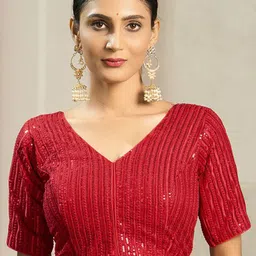 HERE&NOW Embroidered Sleeveless Saree Blouse-picture-28