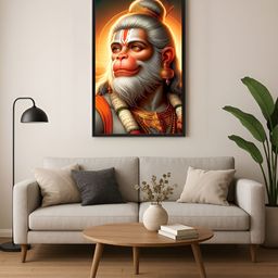999Store Brown & White 1 Piece Divine Hanuman Canvas Wall Paintings-image-34
