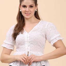 Aanandini Women Schiffli Shirt Style Top-image-75