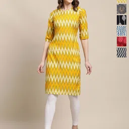 7Threads Selection Of 6 Chevron Printed Round Neck Straight Kurtas-image-32