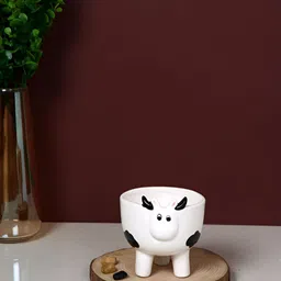 TAYHAA White & Black Oink Charm Printed Ceramic Planter-image-75