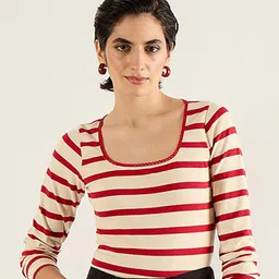 SASSAFRAS Striped Full Sleeve Fitted Top-picture-28
