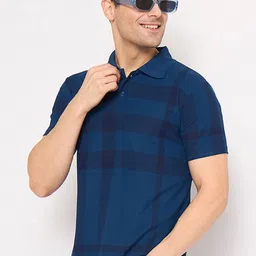 KASMA Checked Printed Polo Collar Regular Fit T-shirt-36