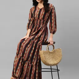 Raiyani Fashion Women Ethnic Motifs Printed Fit and Flare Maxi Dress-picture-29