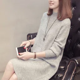 StyleCast Grey Knee Length Dress-image-45