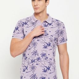 MOUNTAIN COLOURS Floral Printed Polo Collar T-shirt-image-75