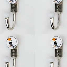 IndianShelf White & Orange Coloured 4 Piece Ceramic & Zinc Duck Key Wall Hooks-15