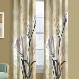 Steve & Anderson Ozzon White And Beige 2 Pieces Floral Printed Door Curtain (7 Feet)-image-35