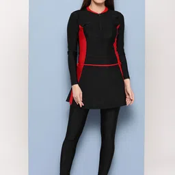 BAESD Colorblocked Full-Coverage Swim Dress With Attached Tights-picture-45