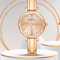 DressBerry Women Brass Embellished Dial & Stainless Steel Straps Analogue Watch DB-027-Rosegold-image-73