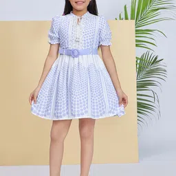 Peppermint Girls Polka Dots Printed Satin Fit & Flare Dress-image-22