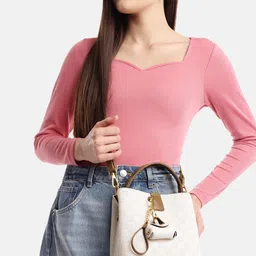 Mast & Harbour Geometric Textured Handheld Bag-33