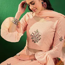 Sangria Embroidered Sequinned Semi Stitched Lehenga Choli With Dupatta image 2