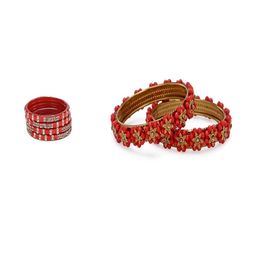 SOMIL Set of 6 Stones Studded Glass Bangles-image-89