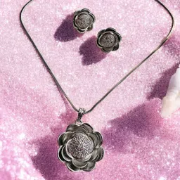 DressBerry Rhodium-Plated Cubic Zirconia Stone-Studded Jewellery Set-47