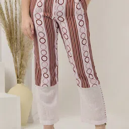 First Resort by Ramola Bachchan Women Embroidered Smart Straight Fit Trousers-image-78