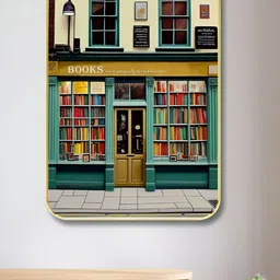 SAF Green & Mustard Book Store Printed Wood Wall Art-image-67