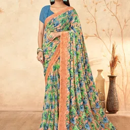 LeeliPeeri Designer Floral Poly Georgette Saree-picture-58