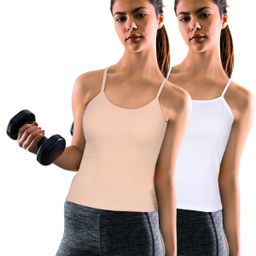 DChica Girls Pack Of 2 Cotton Non Padded Shoulder Strap Neck Camisoles-image-61