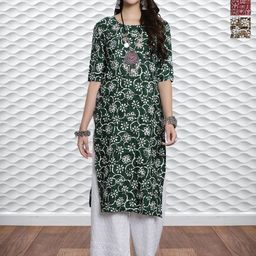 HERE&NOW Women Pack Of 3 Ethnic Motifs Printed Kurtas-image-45