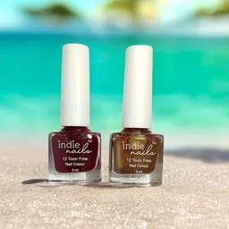 Indie Nails Set Of 2 12 Toxin Free Nail Color - 5 ml Each - Good As Gold & Cherry Red-picture-35