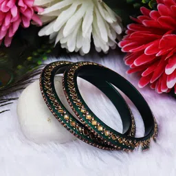 TAJ BRIDAL STORE Pack Of 2 Kundan-Studded Bangadi Bangles-picture-11