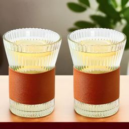UMAI Transparent & Brown Textured Glass Transparent Mugs Set of Cups and Mugs-44