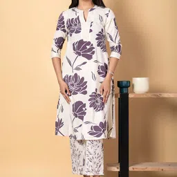 Readiprint Floral Printed Mandarin Collar Straight Kurta With Palazzos-image-70