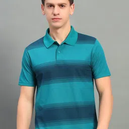 RENUOVO Men Striped Polo Collar Regular Fit T-shirt-picture-7