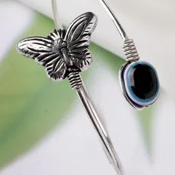Sangria Women Oxidised Silver Plated Evil Eye Kada Bracelet-picture-37