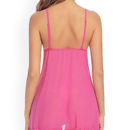 Xs and Os Net Self Designed Shoulder Straps Baby Doll Robe With Briefs image 5