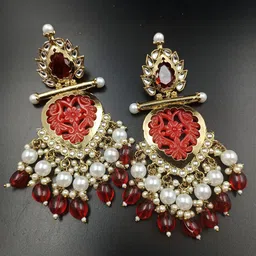 Bareilyy Women Contemporary Cut Work Drop Earrings-14