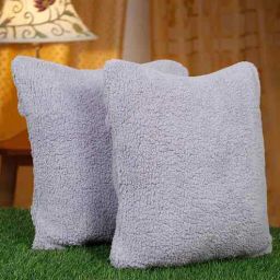 hosta homes Purple Cotton Solid 16X16 Inches Cushion Covers (Pack of 2)-picture-1
