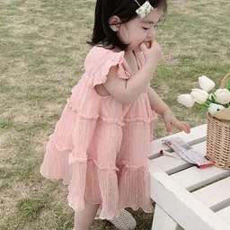 LULU & SKY Girls Flutter Sleeves Ruffles Tiered A-Line Dress-image-21