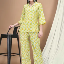 Shree Tie Dye Printed Shirt Collar Neck Tunic With Trouser Co-Ords-image-57