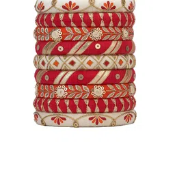 Taasha Craft Set Of 9 Stones Studded Thread Bangles image 5