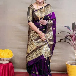 KALINI Woven Design Zari Poly Georgette Banarasi Saree-picture-56