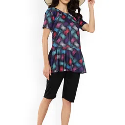 Aarika Plus Size Abstract Printed Swim Suit With Goggle image 2